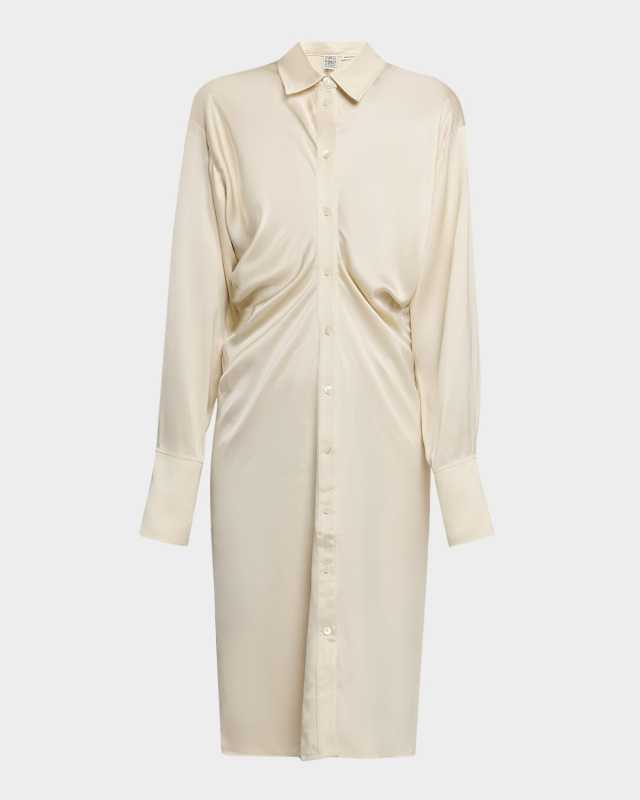 Slouch Satin Knee-Length Shirtdress